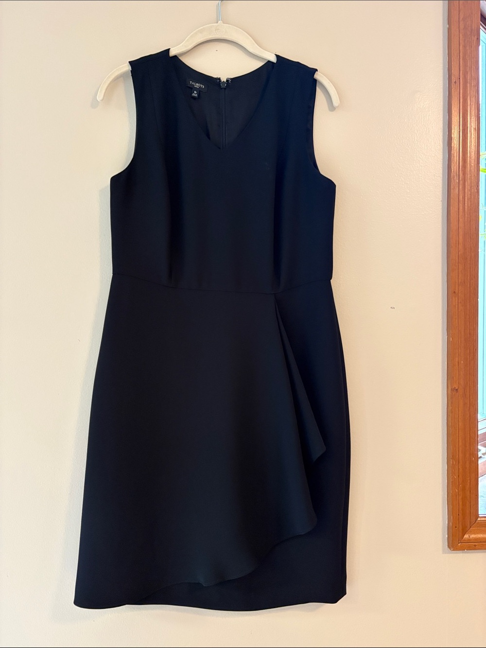 Talbots Petites Black Draped Overlay Sheath Dress Size 8P EUC